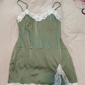 White Fox Boutique Green Slip Dress